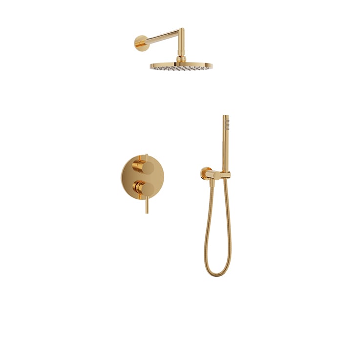 Baril Zip B66 Complete Pressure-Balanced Shower Kit with Rain Head & Hand Shower - Gold