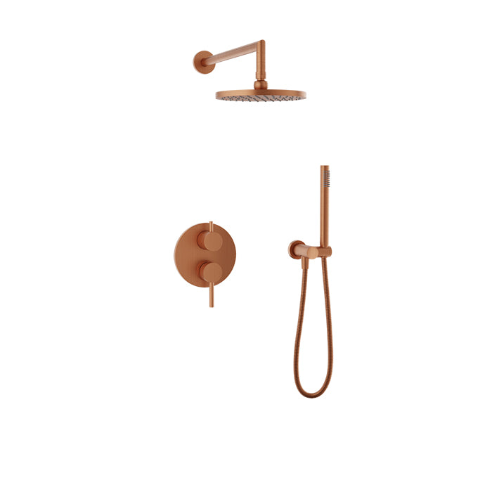 Baril Zip B66 Complete Pressure-Balanced Shower Kit with Rain Head & Hand Shower - Satin Copper