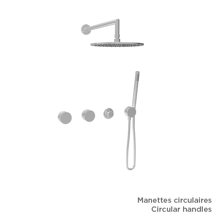 Baril Air B80 TRO-3301-80 in Chrome shown with optional M80-9453-10 and M80-9500-10 handle kits, sold separately; rough-in sold separately