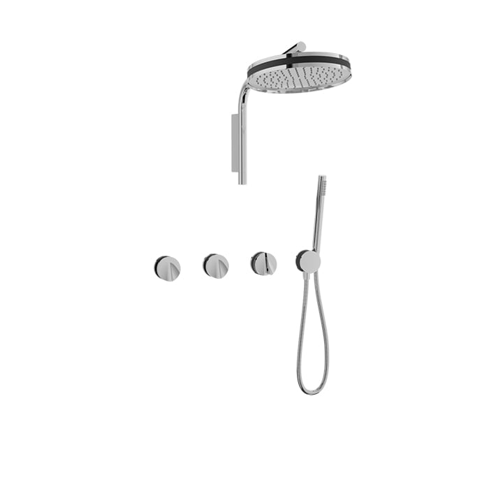 Baril Flora B47 Two-Tone Thermostatic Shower Kit with 10" Round Head - PRO-3302-47 - Polished Chrome / Smoked