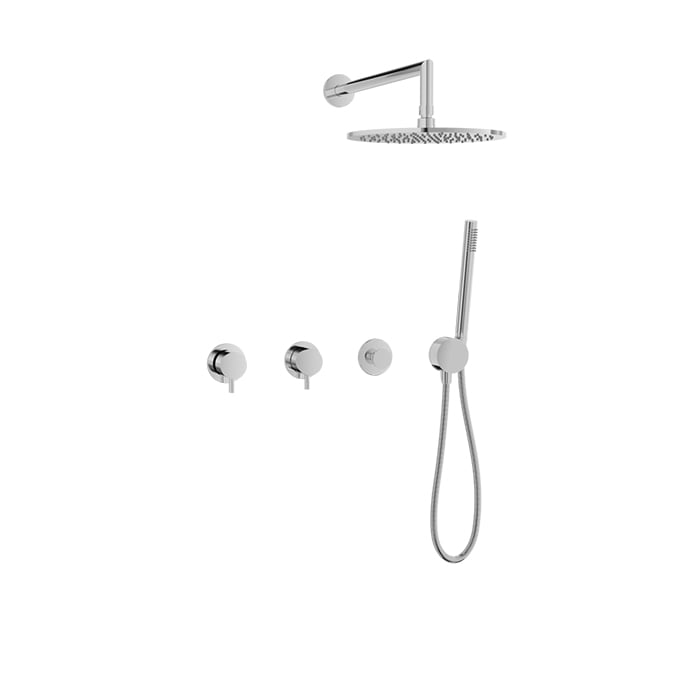 Baril Zip B66 Complete Thermostatic Shower Kit With Rain Head & Hand Shower - Polished Chrome