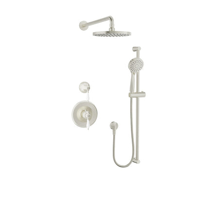 Baril Ralph B18 Complete Thermostatic Shower Kit - Brushed Nickel / White