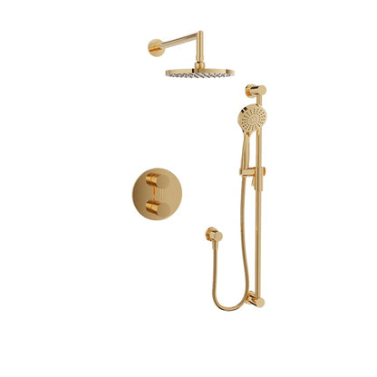 Baril Zip B66 Complete Thermostatic Pressure-Balanced Shower Kit with Head & Hand Shower - Gold