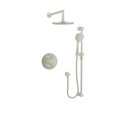 Baril Zip B66 Complete Thermostatic Pressure-Balanced Shower Kit with Head & Hand Shower - Brushed Nickel