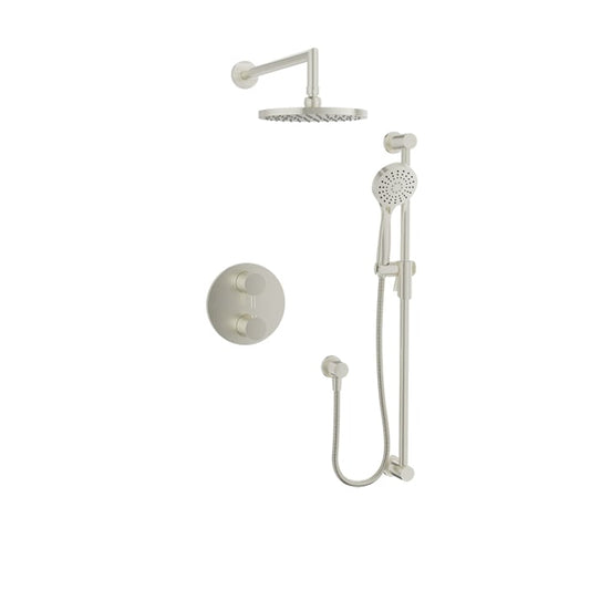 Baril Zip B66 Complete Thermostatic Pressure-Balanced Shower Kit with Head & Hand Shower - Brushed Nickel