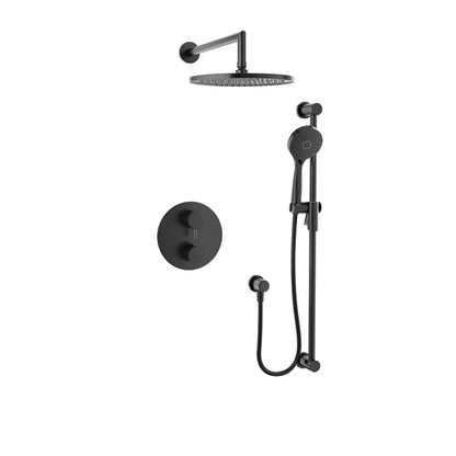 Baril Zip B66 Complete Thermostatic Pressure-Balanced Shower Kit with Head & Hand Shower - Black Titanium