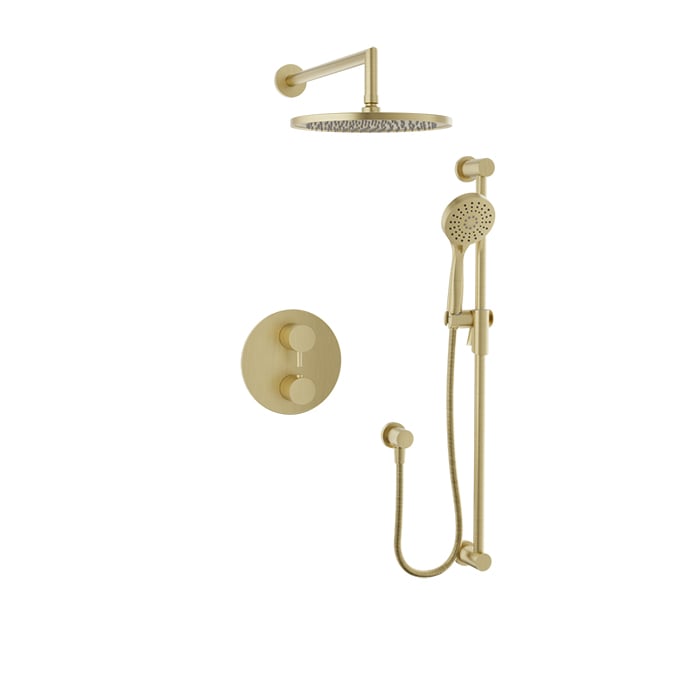Baril Zip B66 Complete Thermostatic Pressure-Balanced Shower Kit with Head & Hand Shower - Satin Brass