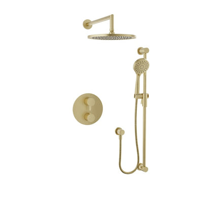 Baril Zip B66 Complete Thermostatic Pressure-Balanced Shower Kit with Head & Hand Shower - Satin Brass