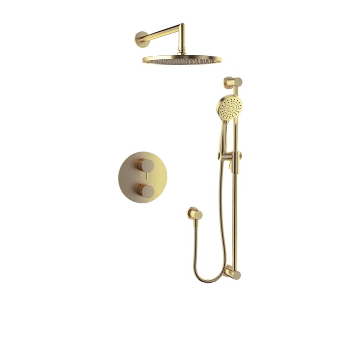 Baril Zip B66 Complete Thermostatic Pressure-Balanced Shower Kit with Head & Hand Shower - Warm Gold