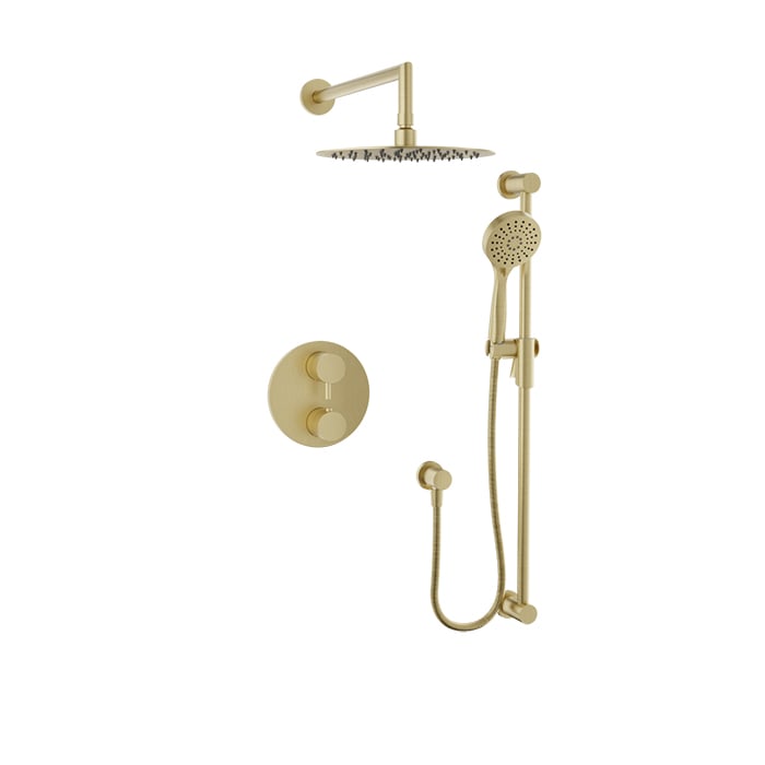 Baril Zip B66 Complete Thermostatic Pressure-Balanced Shower Kit with Head & Hand Shower - Satin Brass