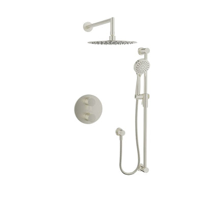 Baril Zip B66 Complete Thermostatic Pressure-Balanced Shower Kit with Head & Hand Shower - Brushed Nickel