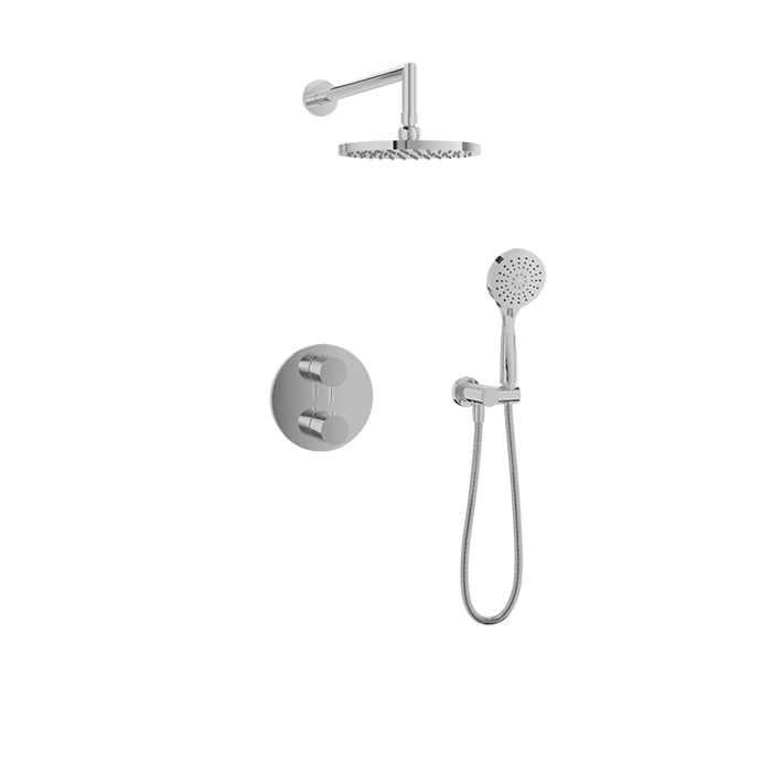 Baril Zip B66 Complete Thermostatic Pressure-Balanced Shower Kit with Head & Hand Shower - Polished Chrome