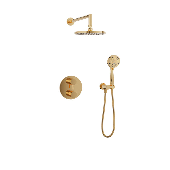Baril Zip B66 Complete Thermostatic Pressure-Balanced Shower Kit with Head & Hand Shower - Gold