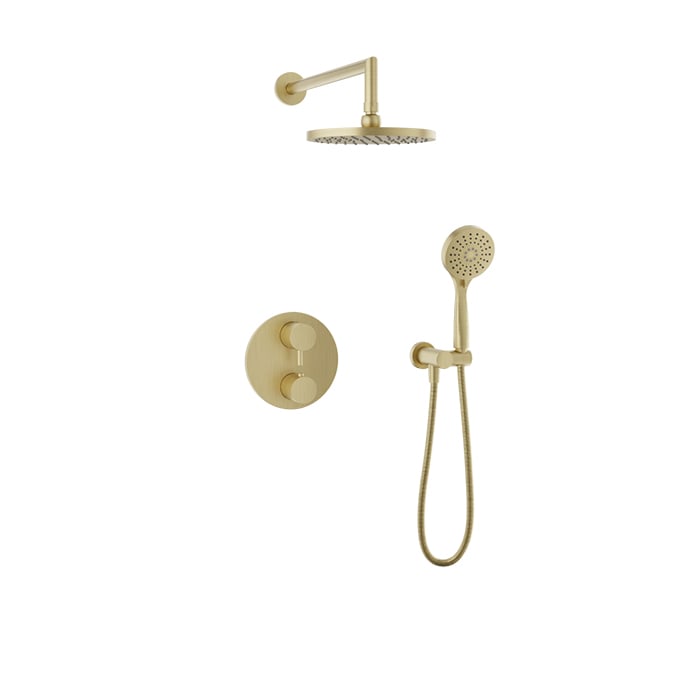 Baril Zip B66 Complete Thermostatic Pressure-Balanced Shower Kit with Head & Hand Shower - Satin Brass