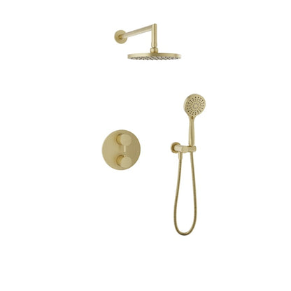 Baril Zip B66 Complete Thermostatic Pressure-Balanced Shower Kit with Head & Hand Shower - Satin Brass