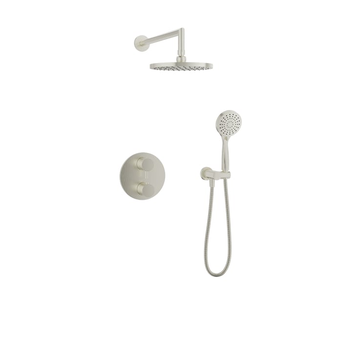 Baril Zip B66 Complete Thermostatic Pressure-Balanced Shower Kit with Head & Hand Shower - Brushed Nickel