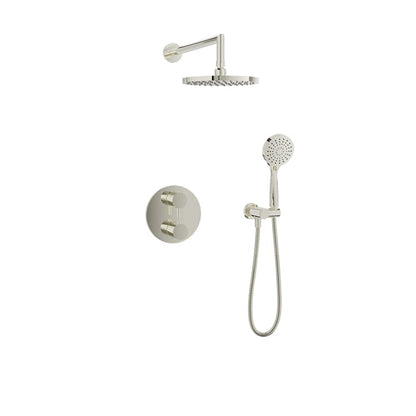 Baril Zip B66 Complete Thermostatic Pressure-Balanced Shower Kit with Head & Hand Shower - Polished Nickel