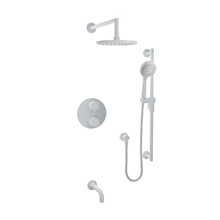 Baril Zip B66 Complete Thermostatic Pressure-Balanced Tub & Shower Kit with Head & Hand Shower - White