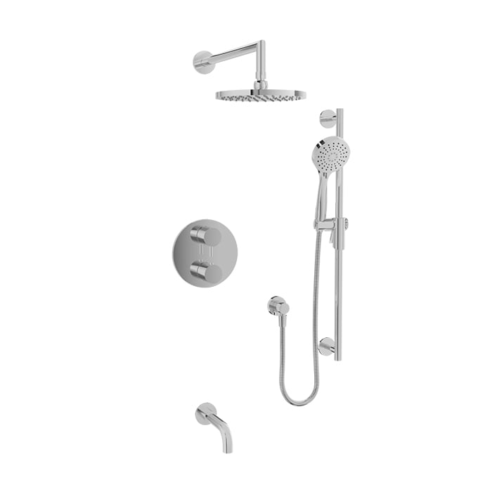 Baril Zip B66 Complete Thermostatic Pressure-Balanced Tub & Shower Kit with Head & Hand Shower - Polished Chrome