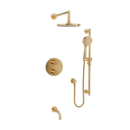 Baril Zip B66 Complete Thermostatic Pressure-Balanced Tub & Shower Kit with Head & Hand Shower - Gold