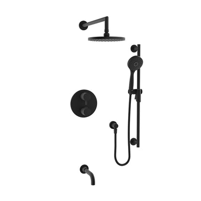 Baril Zip B66 Complete Thermostatic Pressure-Balanced Tub & Shower Kit with Head & Hand Shower - Matte Black