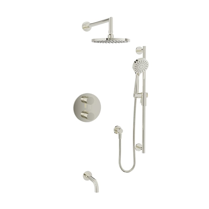 Baril Zip B66 Complete Thermostatic Pressure-Balanced Tub & Shower Kit with Head & Hand Shower - Polished Nickel