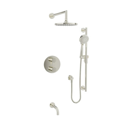 Baril Zip B66 Complete Thermostatic Pressure-Balanced Tub & Shower Kit with Head & Hand Shower - Polished Nickel