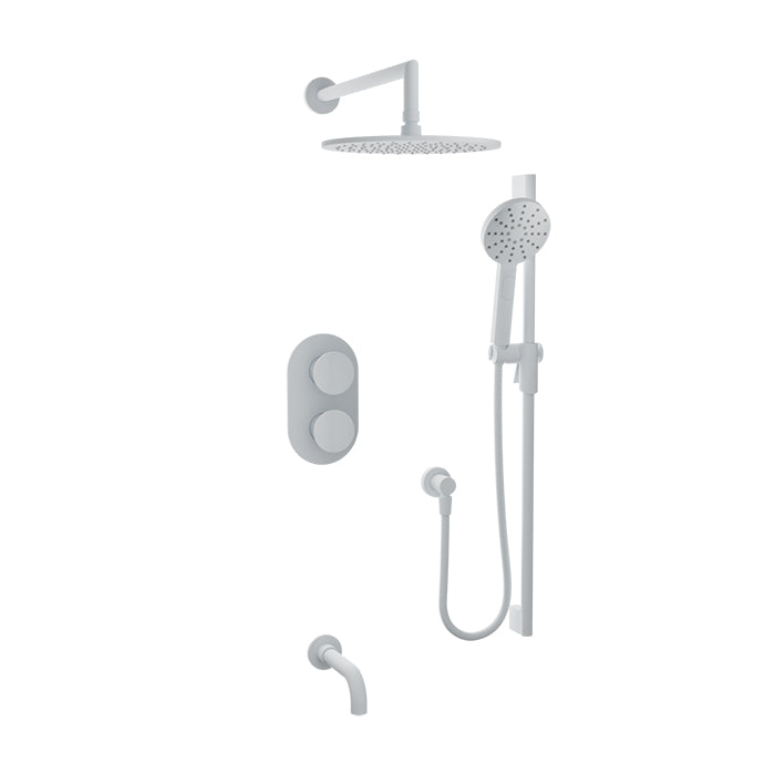 Baril Air B80 Complete Thermostatic Pressure-Balanced Tub & Shower Kit With Head & Hand Shower, Without Handle - White