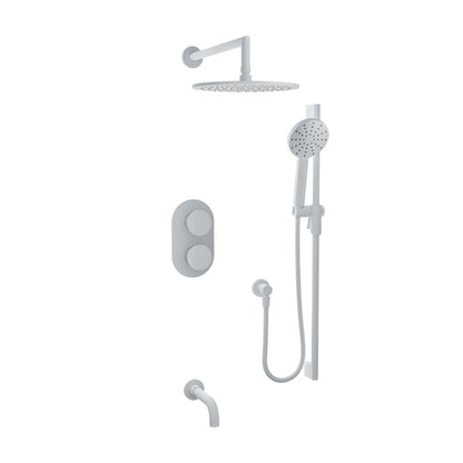 Baril Air B80 Complete Thermostatic Pressure-Balanced Tub & Shower Kit With Head & Hand Shower, Without Handle - White