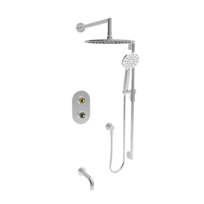 Baril Air B80 Complete Thermostatic Pressure-Balanced Tub & Shower Kit With Head & Hand Shower, Without Handle - Polished Chrome