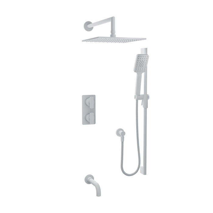 Baril Air B80 Complete Thermostatic Pressure-Balanced Tub & Shower Kit With Head & Hand Shower, Without Handle - White