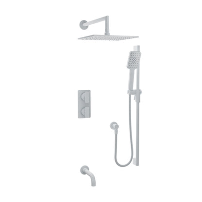 Baril Air B80 Complete Thermostatic Pressure-Balanced Tub & Shower Kit With Head & Hand Shower, Without Handle - White
