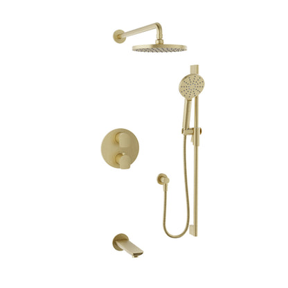 Baril Sens B45 Complete Thermostatic Pressure-Balanced Tub & Shower Kit - Satin Brass