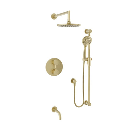 Baril Zip B66 Complete Thermostatic Pressure-Balanced Tub & Shower Kit - Satin Brass