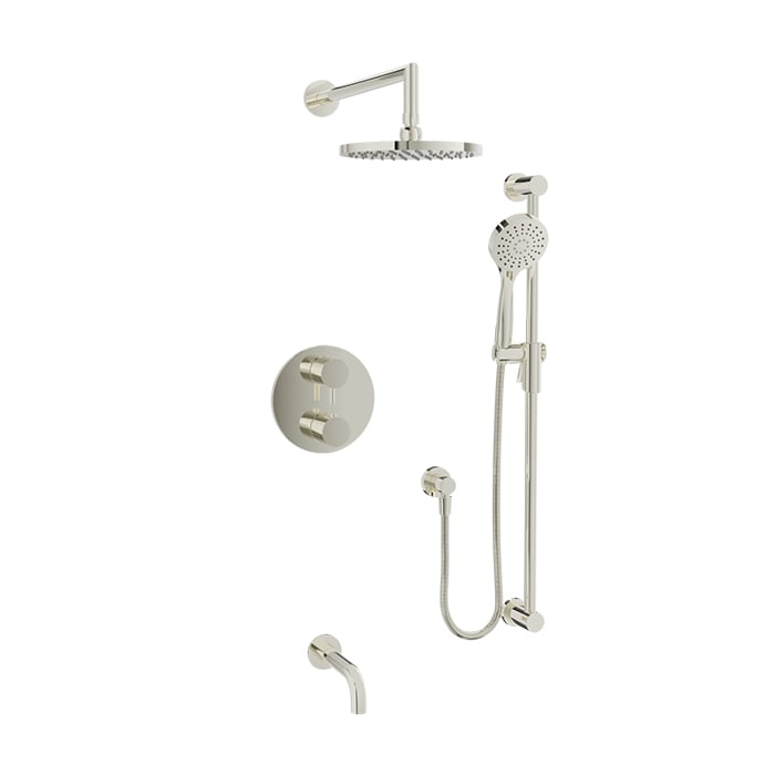 Baril Zip B66 Complete Thermostatic Pressure-Balanced Tub & Shower Kit - Polished Nickel