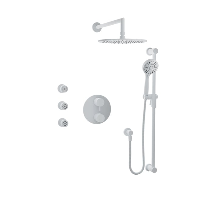 Baril Zip B66 Complete Thermostatic Pressure-Balanced Shower Kit with Body Jets - White