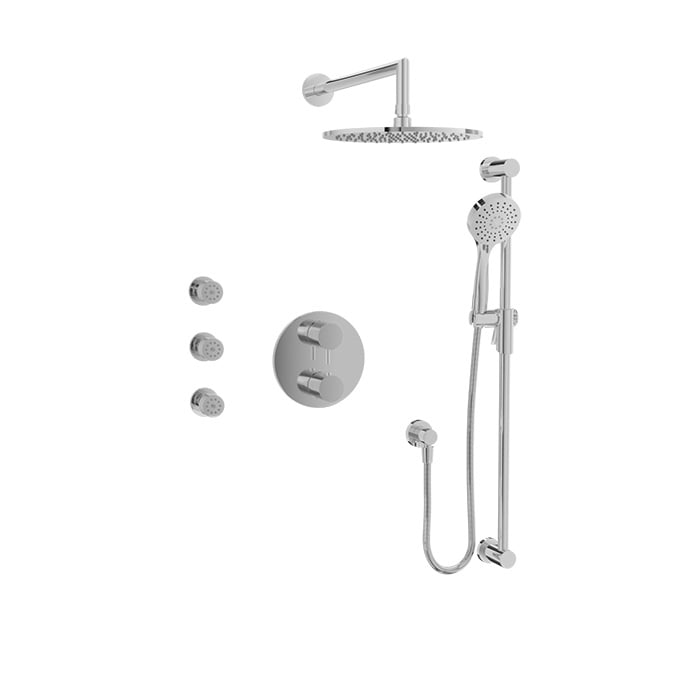 Baril Zip B66 Complete Thermostatic Pressure-Balanced Shower Kit with Body Jets - Polished Chrome