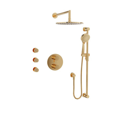 Baril Zip B66 Complete Thermostatic Pressure-Balanced Shower Kit with Body Jets - Gold