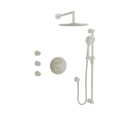 Baril Zip B66 Complete Thermostatic Pressure-Balanced Shower Kit with Body Jets - Brushed Nickel