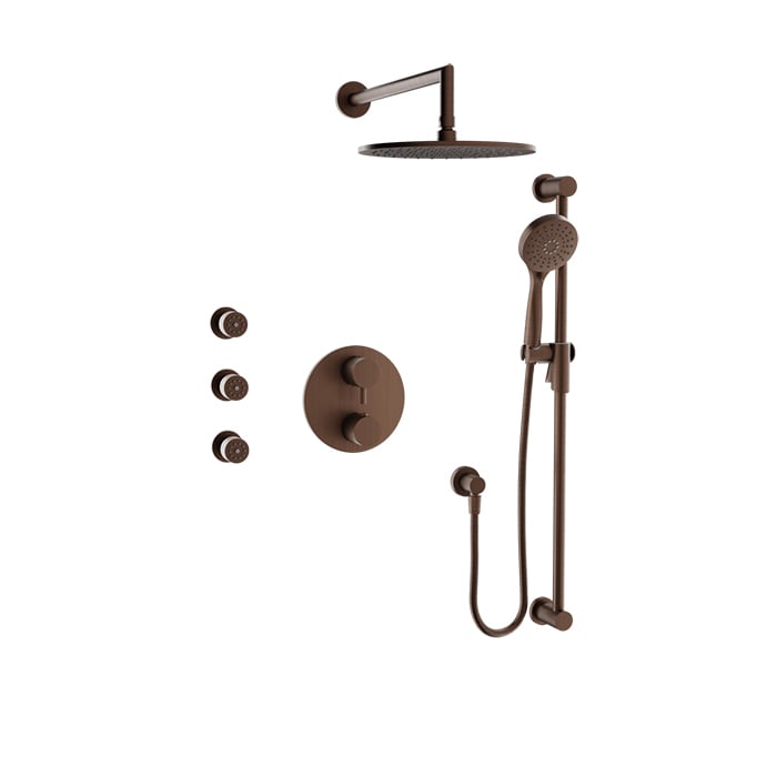 Baril Zip B66 Complete Thermostatic Pressure-Balanced Shower Kit with Body Jets - Venetian Bronze