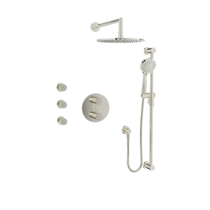 Baril Zip B66 Complete Thermostatic Pressure-Balanced Shower Kit with Body Jets - Polished Nickel