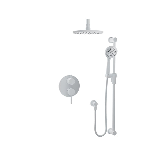 Baril Zip B66 Complete Pressure-Balanced Shower Kit, Ceiling-Mount Head - White
