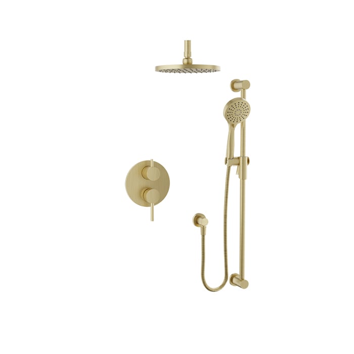 Baril Zip B66 Complete Pressure-Balanced Shower Kit, Ceiling-Mount Head - Satin Brass