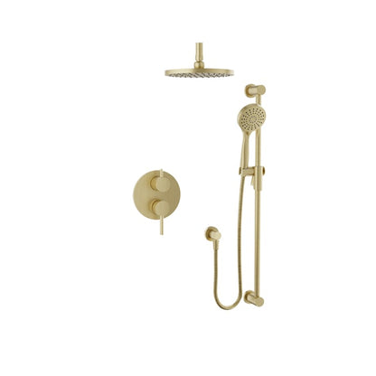 Baril Zip B66 Complete Pressure-Balanced Shower Kit, Ceiling-Mount Head - Satin Brass