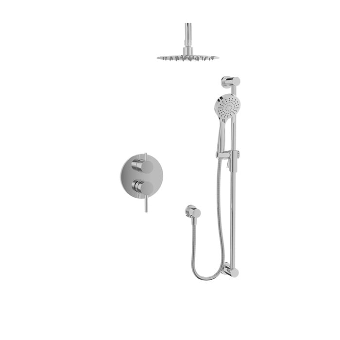 Baril Zip B66 Complete Pressure-Balanced Shower Kit, Ceiling-Mount Head - Polished Chrome