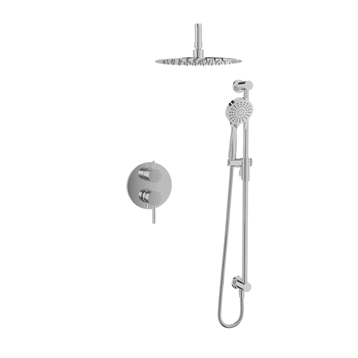 Baril Zip B66 Complete Pressure-Balanced Shower Kit, Ceiling-Mount Head - Polished Chrome