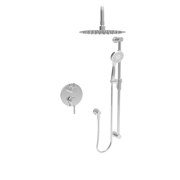 Baril Zip B66 Complete Pressure-Balanced Shower Kit, Ceiling-Mount Head - Polished Chrome