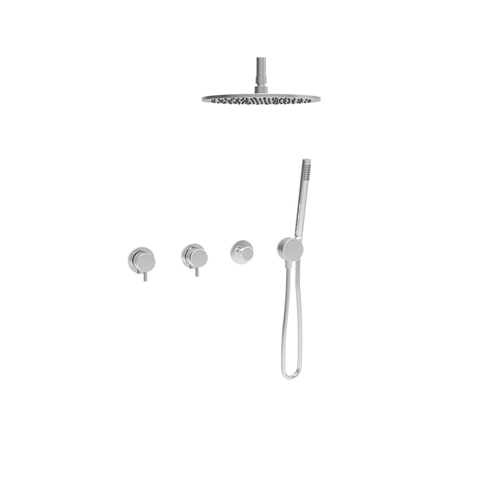 Baril Zip B66 Complete Thermostatic Shower Kit, Ceiling-Mount Head - Polished Chrome
