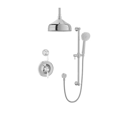 Baril Victoire B74 Complete Thermostatic Shower Kit - Polished Chrome / White