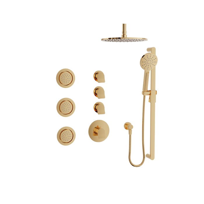 Baril Profile B46 Complete Thermostatic Shower Kit, Ceiling-Mounted - Gold